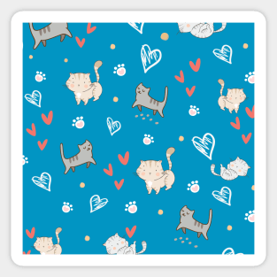 Cute Cat Love Pattern Sticker